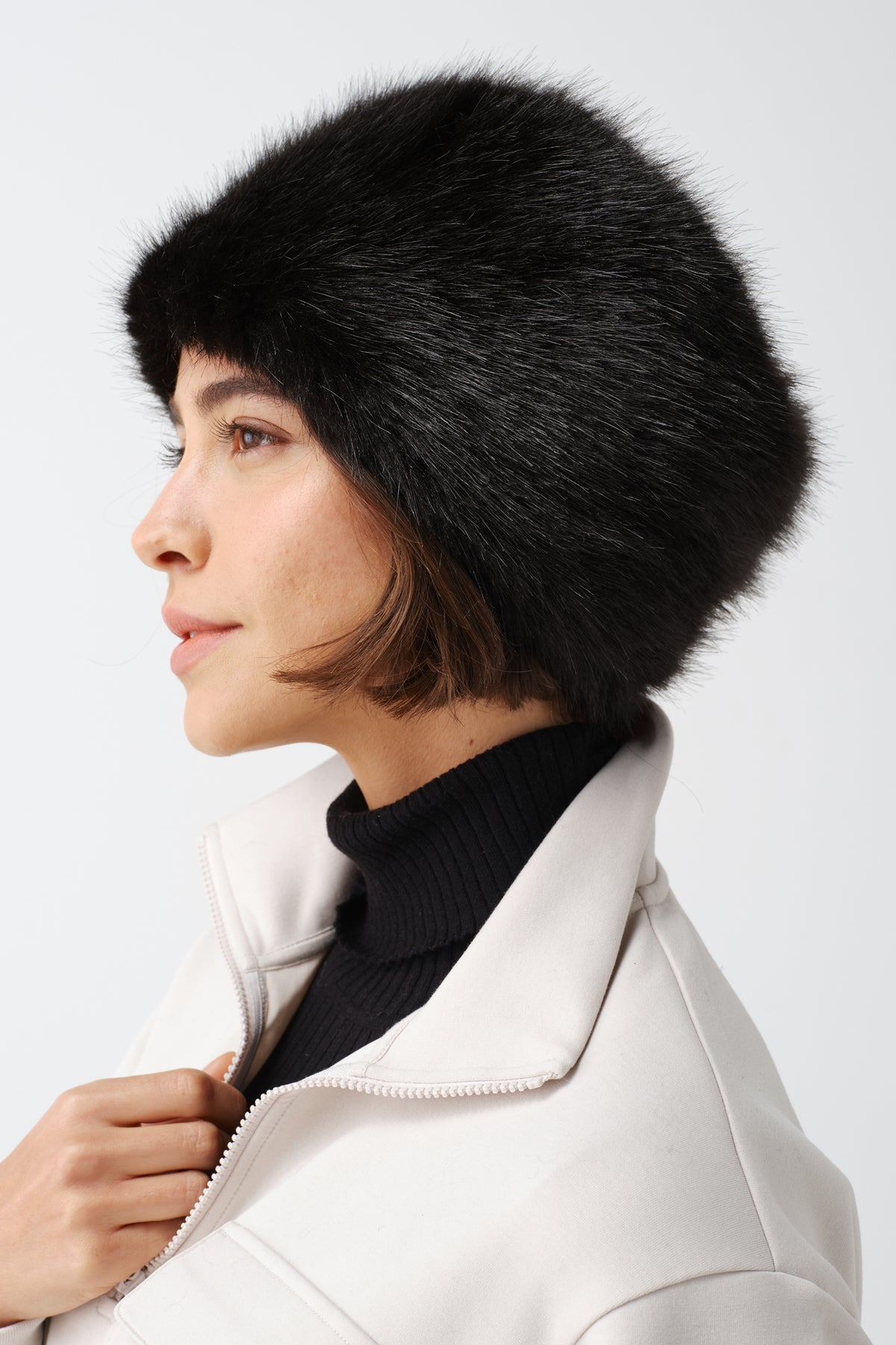 Faux fur hat Anthropologie NWT Helen Moore grey Faux Fur Short Cape | Truffle | Helen Moore - David Peck main image 4