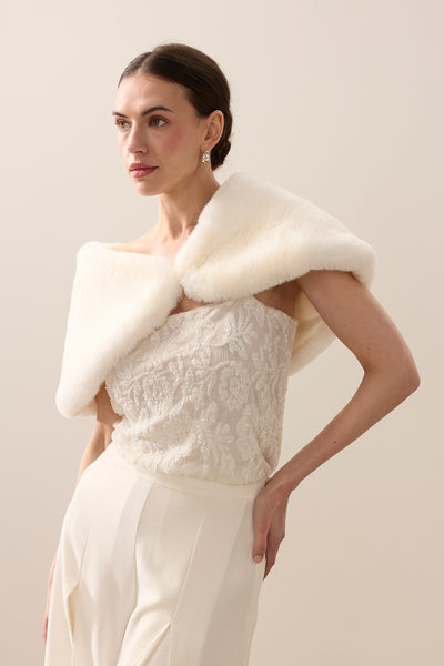 Faux fur bridal shoulder wrap by Helen Moore