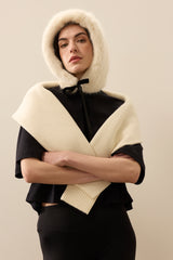 Faux Fur Hood With Ribbon Tie by Helen Moore