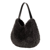  Charcoal faux sheepskin Slouch Bag by Helen Moore