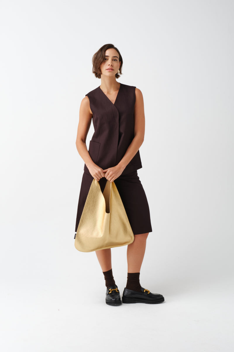Leather Triangle Bag by Helen Moore