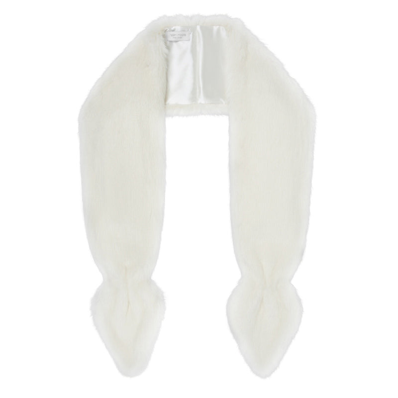 Swiss White Faux fur vixen scarf by Helen Moore