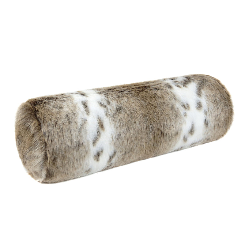 Lynx animal print faux fur bolster cushion by Helen Moore