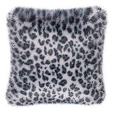 Faux fur square cushion in Silver Leopard animal print by Helen Moore
