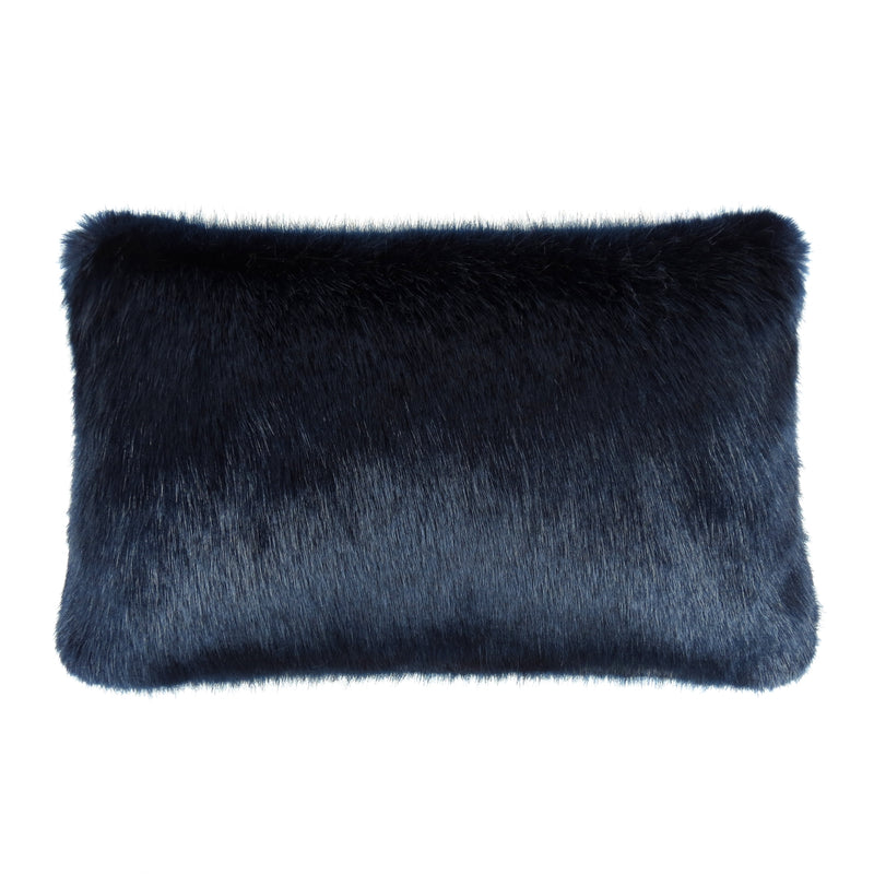 Faux fur rectangular cushion in Midnight blue  by Helen Moore