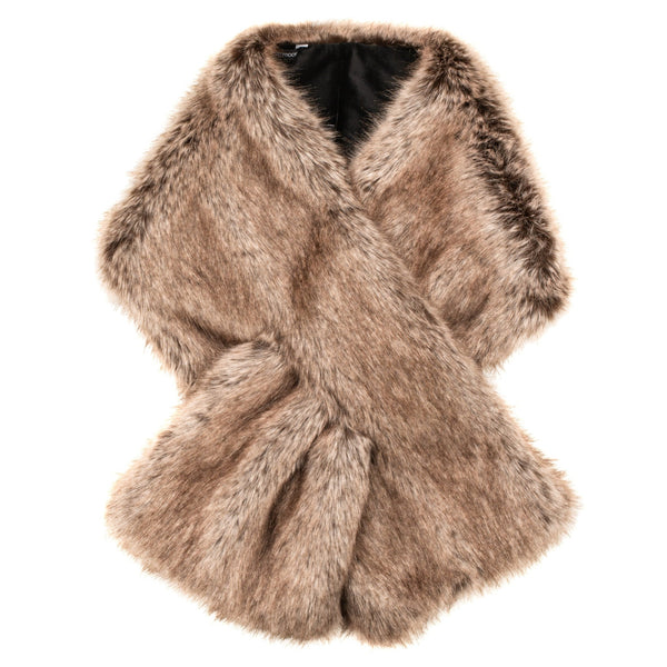 Faux fur Truffle Brown Luxe scarf by Helen Moore