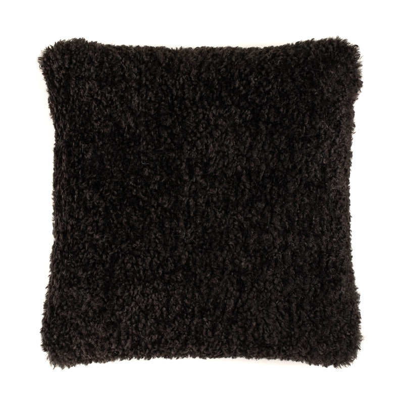 Faux sheepskin cushion in black by Helen Moore