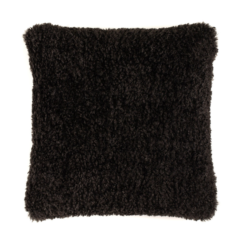 Faux sheepskin cushion in black by Helen Moore