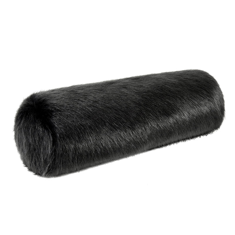 Jet black faux fur bolster cushion by Helen Moore