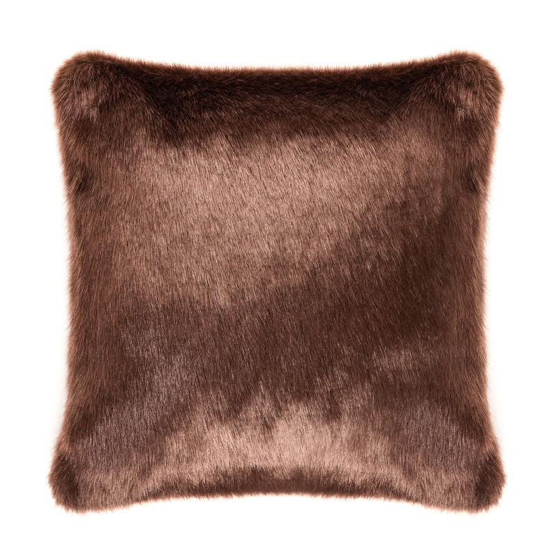 Faux fur brown cushion by Helen Moore