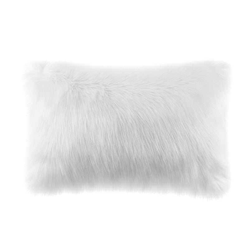 Faux fur rectangular cushion in Whisper white by Helen Moore