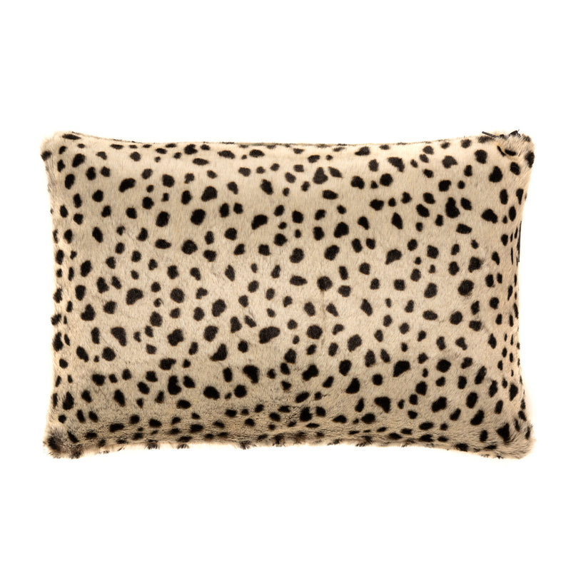 Faux fur rectangular cushion  in Appaloosa spot print by Helen Moore