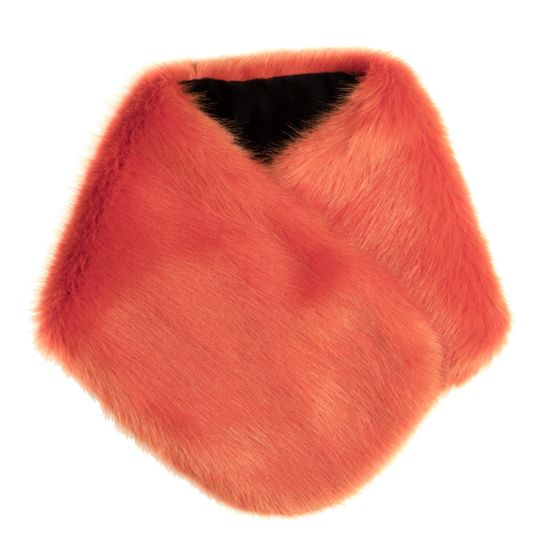 Blaze Orange faux fur Coco scarf by Helen Moore
