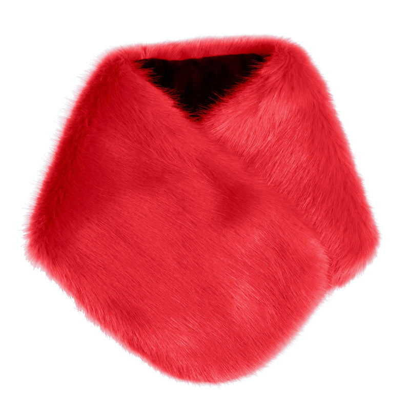 Cola Red faux fur Coco scarf by Helen Moore