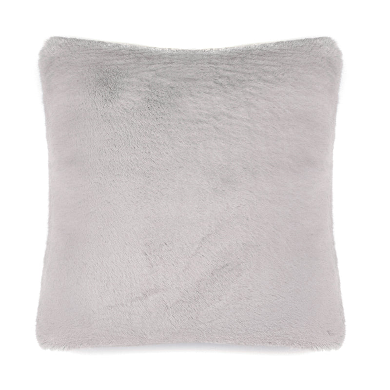 Faux fur square cushion in Mist grey by Helen Moore