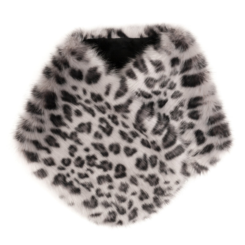 Silver Leopard faux fur animal print Coco scarf by Helen Moore