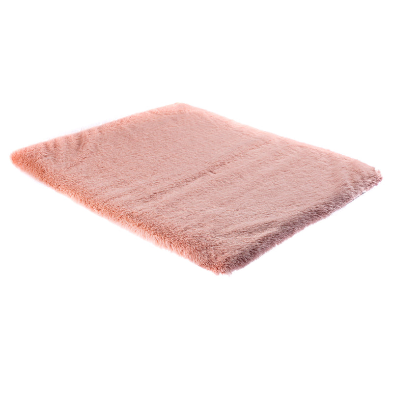 Light dusky pink faux fur pet mat by Helen Moore