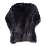 Black and grey feather texture faux fur pocket stole by Helen Moore