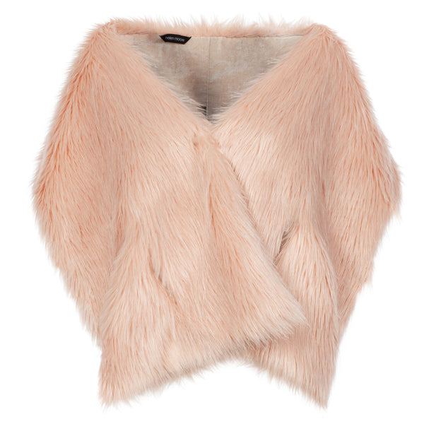 Blush pink faux fur pocket stole from the wedding collection  by Helen Moore