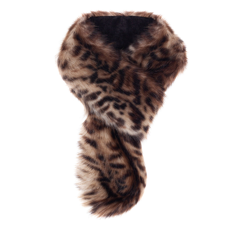 Animal print, Ocelot faux fur loop and tail scarf by Helen Moore