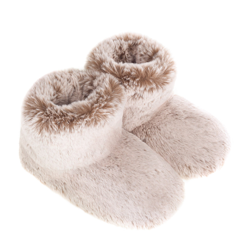 Light beige Cappuccino faux fur slipper boots by Helen Moore