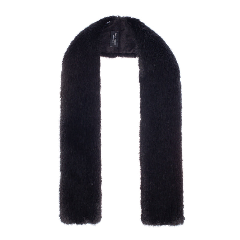 Jet black faux fur scarf by Helen Moore