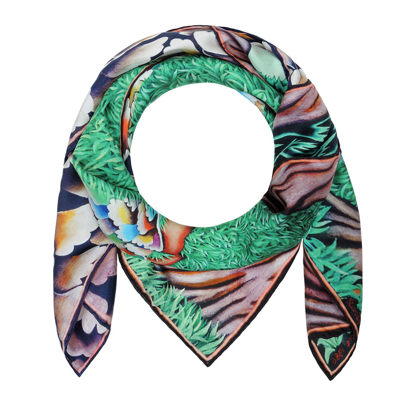 Silk Scarf featuring a painting by Stanley Moore called Swans.