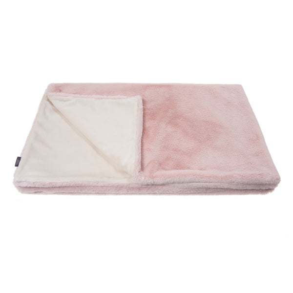 Blossom pink faux fur comforter throw by Helen Moore