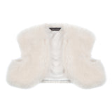Children's cream faux fur bolero cover-up by Helen Moore
