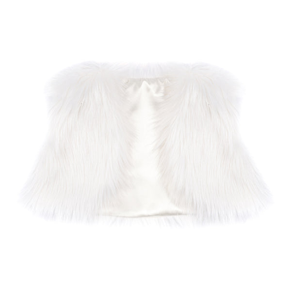 Children's white faux fur bolero cover-up by Helen Moore