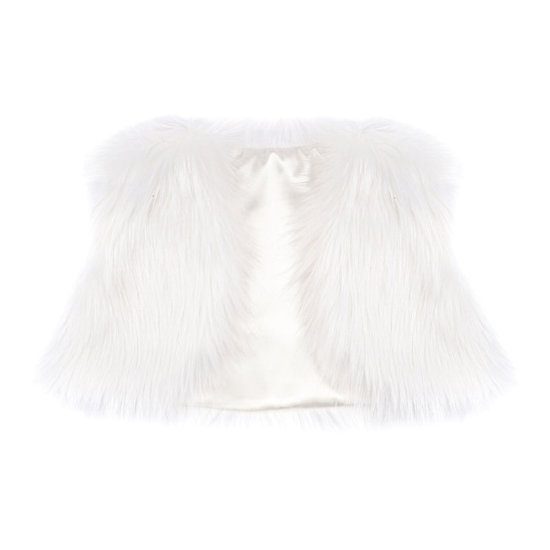 Children's white faux fur bolero cover-up by Helen Moore