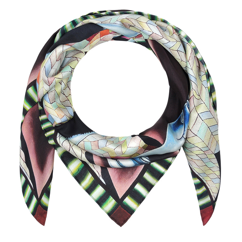Silk scarf featuring a painting by Stanley Moore called Dog.