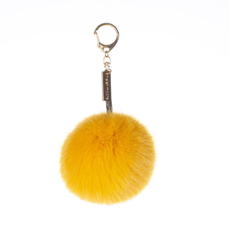 Canary yellow faux fur pom pom key ring by Helen Moore