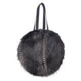 Round bag by Helen Moore in Black Quail faux fur