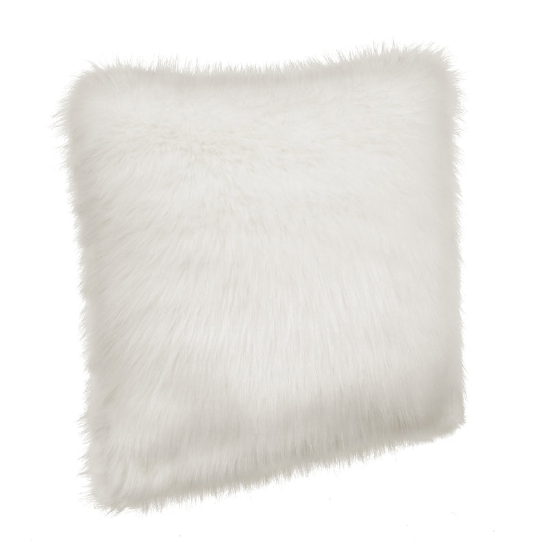 White faux fur square cushion by Helen Moore