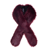 Burgundy faux fur Crisscross scarf by Helen Moore