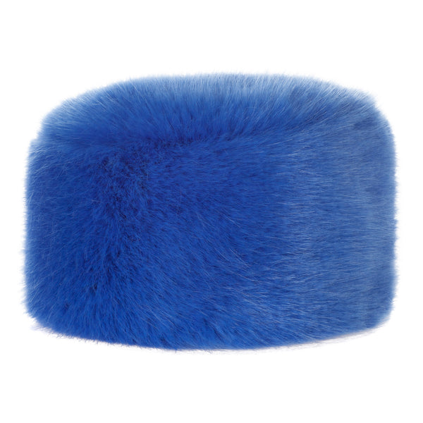 Royal Blue faux fur pillbox hat by Helen Moore