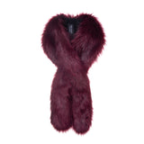 Burgundy faux fur Crisscross scarf by Helen Moore