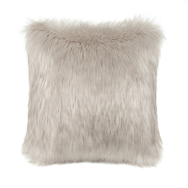 Oyster grey faux fur square cushion by Helen Moore