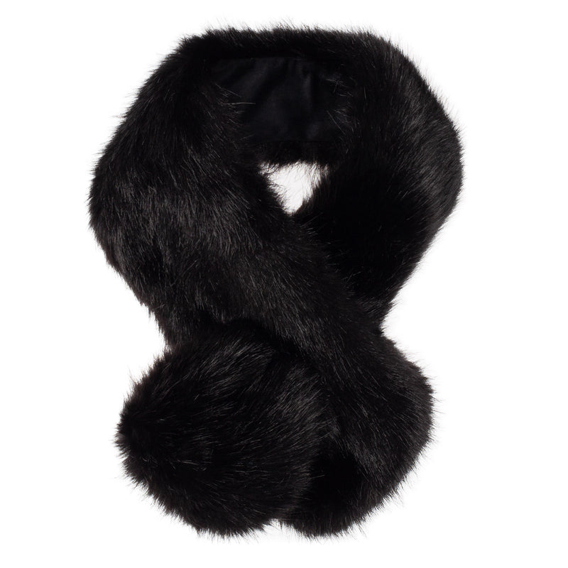 Faux fur Tiptop scarf by Helen Moore in Jet black