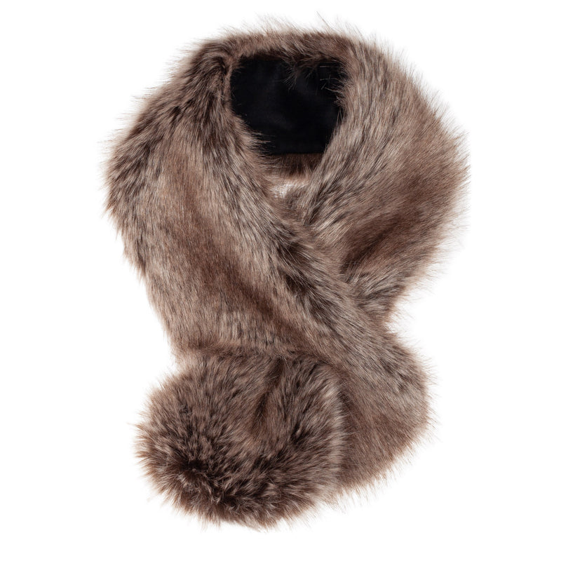 Faux fur Tiptop scarf by Helen Moore in Trufle brown