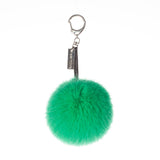 Apple green faux fur pom pom key ring by Helen Moore