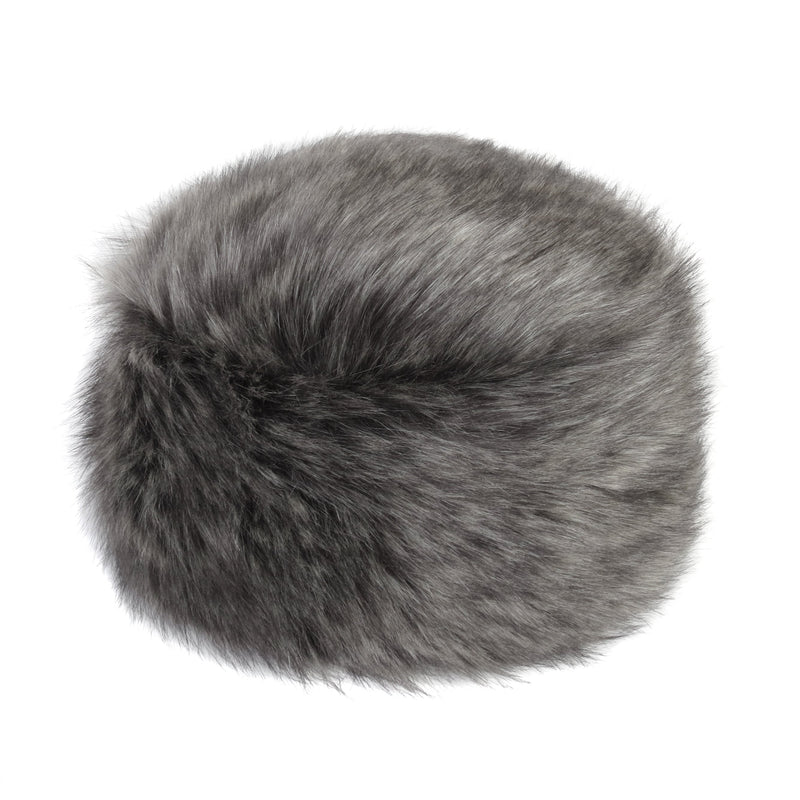  Grey  and black faux fur pillbox hat by Helen Moore