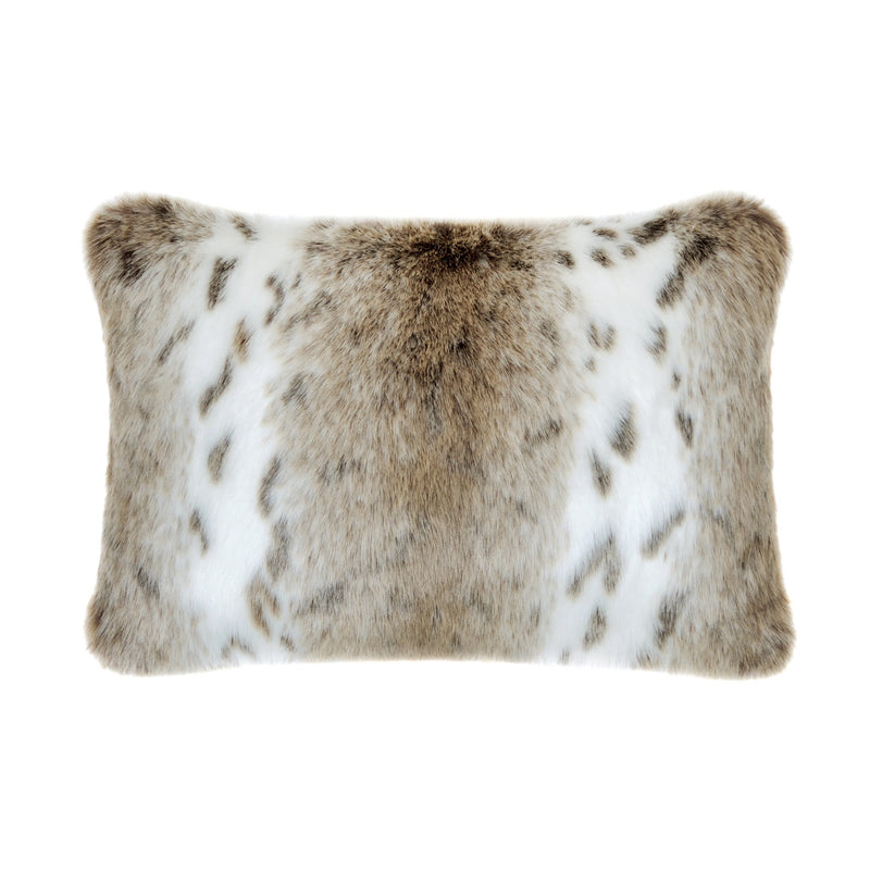Faux fur rectangular cushion in Lynx animal print by Helen Moore