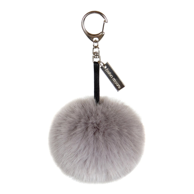 Opal grey faux fur pom Pom Keyring by Helen Moore