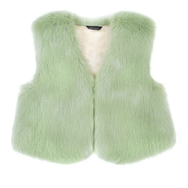 Children's light green faux fur waistcoat /vest by Helen Moore
