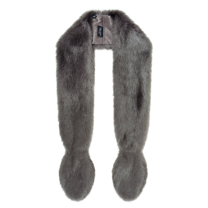 Slim Vixen Faux Fur Scarf Steel Grey by Helen Moore