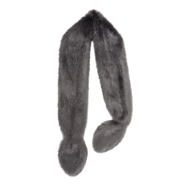 Slim Vixen Faux Fur Scarf Steel Grey by Helen Moore