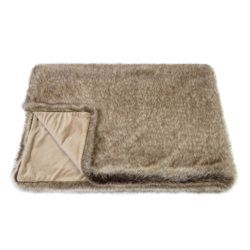 Mid brown Truffle  faux fur comforter throw by Helen Moore